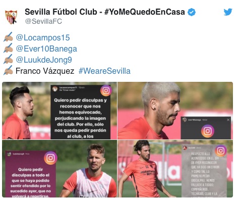 La Liga considera inadmisible la actitud de los 4 sevillistas