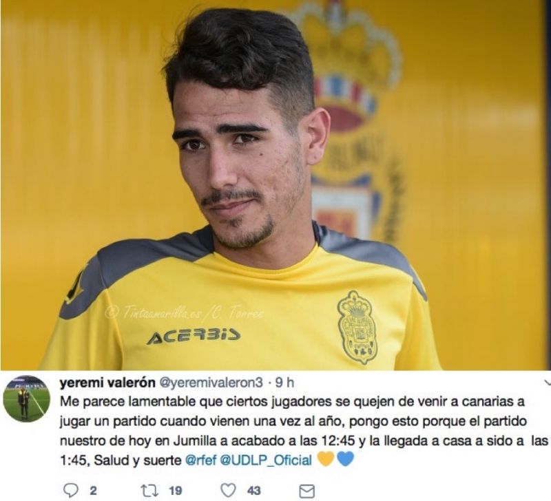 Yeremi, las quejas por venir a Gran Canaria y otro viaje duro del filial