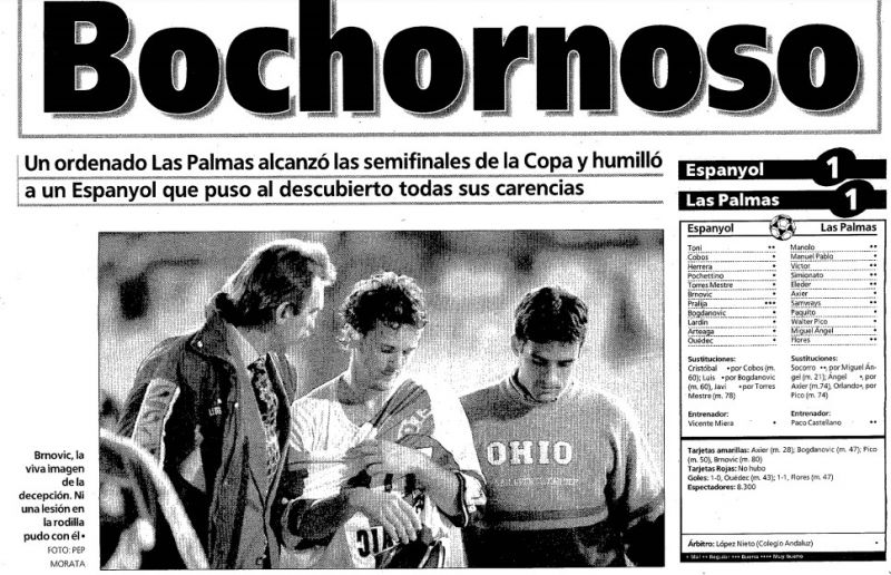 12-03-1997: Sorpresa amarilla en su despedida de Sarriá