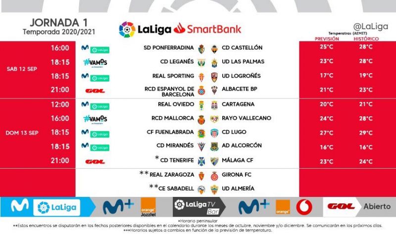 El partido Leganés-UD se jugará el sábado 12 de septiembre