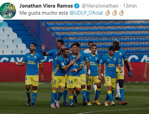 Jonathan Viera lanza un guiño desde China a la nueva UD