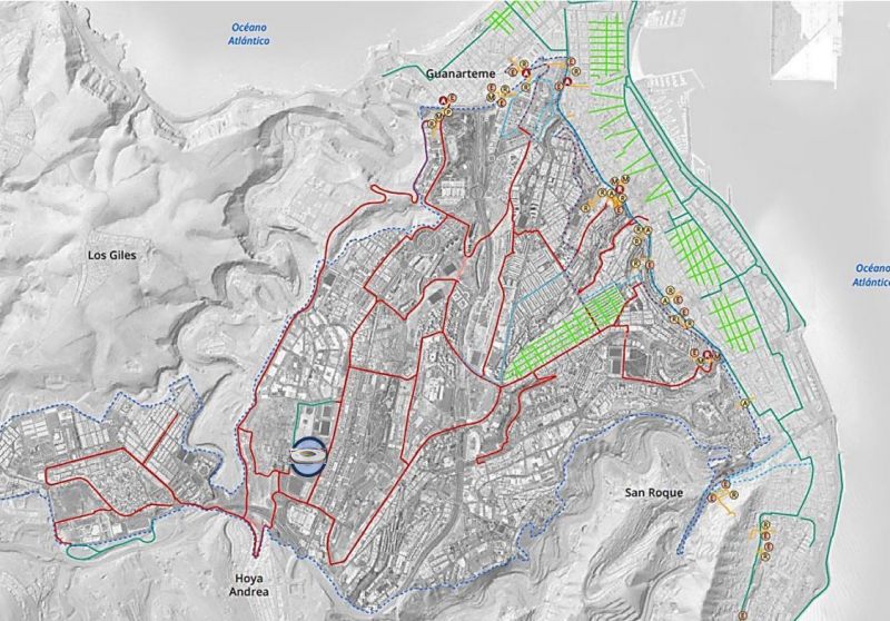 El Estadio de Gran Canaria será eje de la expansión del carril bici