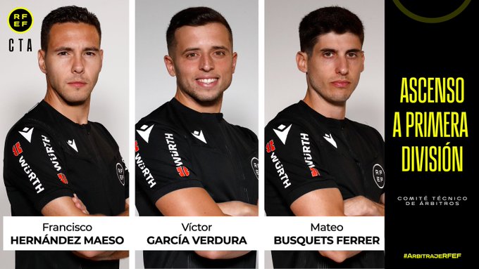 La RFEF comunica los tres árbitros que ascienden a Primera