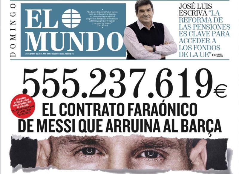 Messi cobra en el Barça 555 millones entre 2017 a 2021