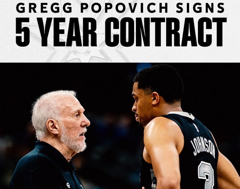 Los Spurs amplían 5 temporadas a su técnico Popovich, de 74 años de edad