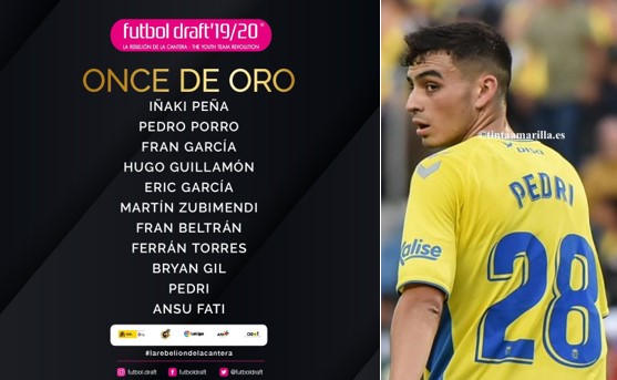 Pedri, en el Once de Oro 2019-20 por su labor en la UD